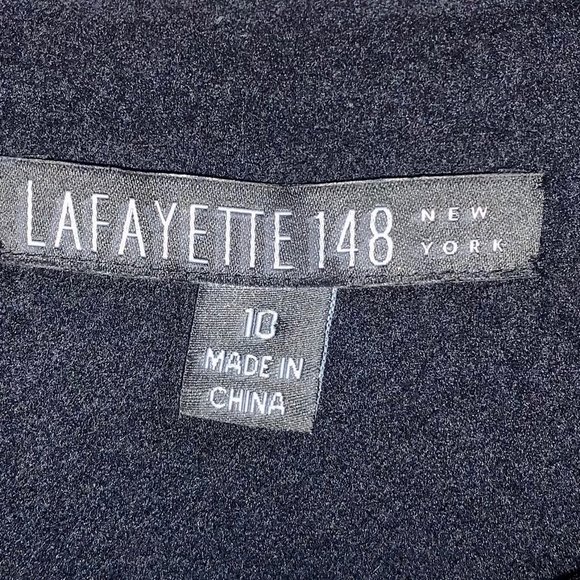 Lafayette 148 Navy Cashmere Wool Blend Silver Striped Jacket Size 10 - Picture 2 of 6
